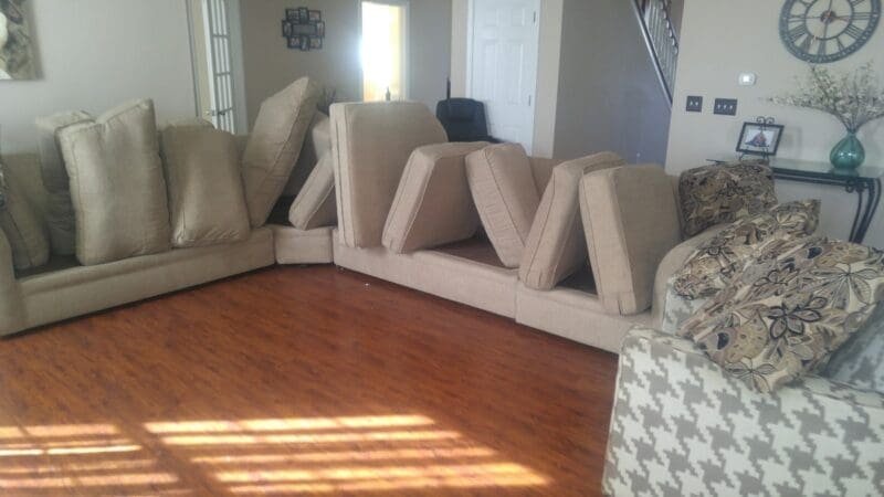 Upholstery clean large sectional before after